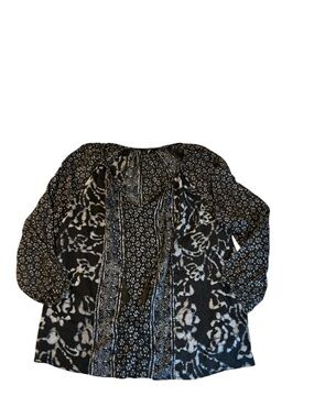 Lucky Brand Black and White Mixed Print Tunic